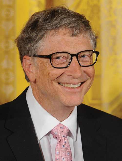 A portrait of a smiling Bill Gates.